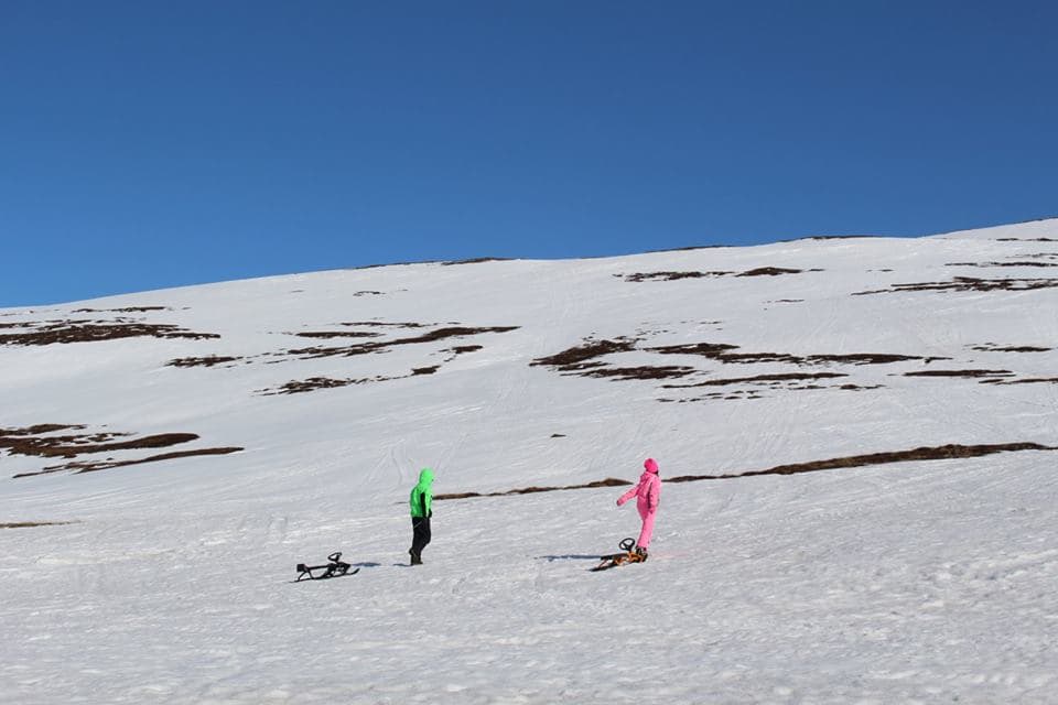 Snowmobile and slide Family tour