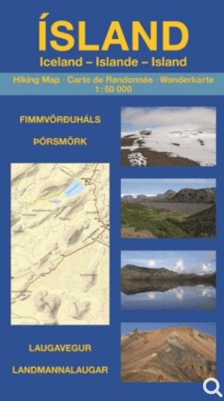 Hiking Map - Laugavegur, Landmannalaugur, Fimmvörðuháls, Thorsmork